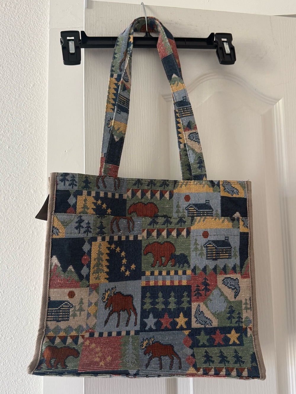 JADE Tapestry Tote Bag Bear Moose Cabin Lodge Rustic Shoulder Bag